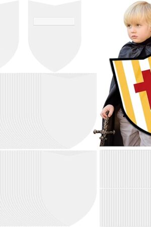 The ReliThick 36 Pcs Blank Paper Shields for Kids DIY Cardboard Shields Craft to Decorate with Handles for Markers Crayons Paint Party Gift Dramatic Play Castle Activities
