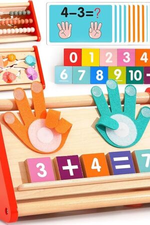 The Preschool Learning Toys for Toddlers 2-4, 5-in-1 Montessori Math Manipulatives Number Counting Blocks Abacus Fraction for Kids, Educational Toys for 3-5 Year Old Boys Girls Birthday Gifts