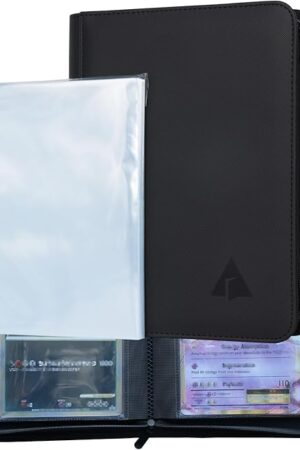 The Rayvol Jumbo Card Binder Size XL, Fits 80 XL Jumbo Cards -Includes 80 Sized XL Penny Sleeves, Ringless Jumbo Card Binder for Oversized Cards 5.7 * 7.9 Inch