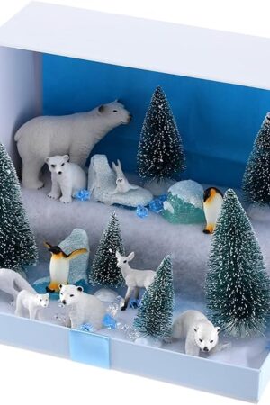 The Polar Animals School Projects Set Diorama Supplies Kit Figurine Toys Model Diorama Project Set Educational Toys Birthday Gifts Decorations