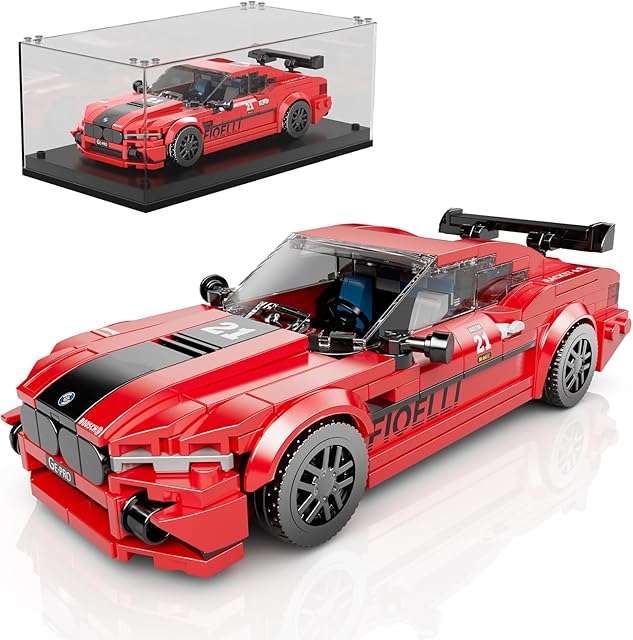 The Mould King Speed Champion M8 Racing Car Building Kit with Acrylic Display Case, 27072 Collectible Model Car Kits, Building Blocks Kit Racing Toy Cars for Adult Kids 8+(481 PCS)