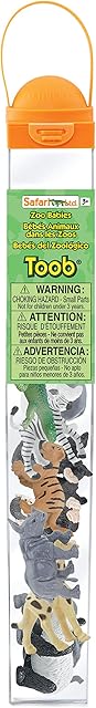 The Safari Ltd. Zoo Babies TOOB - 11 Figurines: Zebra, Panda, Hippo, Chimpanzee, Rhino, Alligator, Gorilla, Elephant, Tiger, Polar Bear, Giraffe - Educational Toy Figures For Boys, Girls & Kids Ages 3+