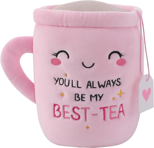 The Best Friend Plush Toy: Cute Bestie-Tea Mug Stuffed Animal, Pink Bestfriend Cup Plushie Gifts for Woman Sisters Girls, Bestie Birthday Christmas or Friendship Present (7 Inch)