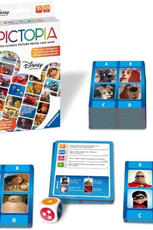 The Ravensburger Disney World of Disney Pictopia Card Game - Travel-Sized Trivia Game for Kids and Adults | Educational Fun | Family Bonding Time | Ideal for Ages 7 and Up
