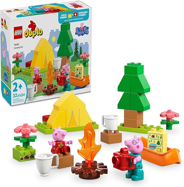 The LEGO DUPLO Peppa Pig Camping Trip Toddler Learning Toy - Sensory Toy for Creative and Developmental Play - Fun Birthday Gift for Peppa Pig Fans, Kids, Girls, Boys, Ages 2+ - 10452