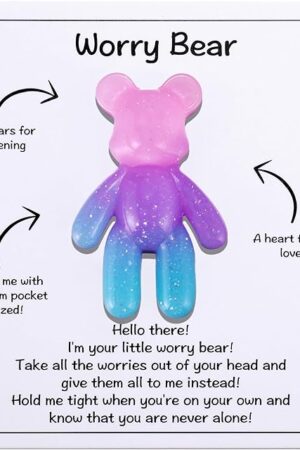 The Pocket Bear Hug, Anxiety Relief Gifts for Men Women, Mental Health Positivity Gift, Stress Relief Gifts for Her, Comforting Gift for Son Daughter Back to School, Pink Blue