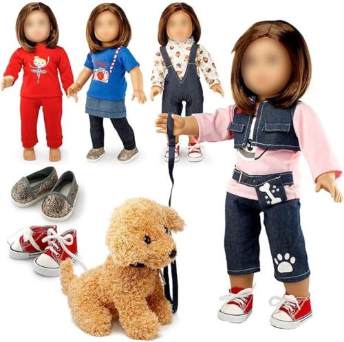 The OCT17 Doll Clothes for American Girl 18? inch Dolls Wardrobe Makeover Outift Dog Puppy Casual Wear Bundle