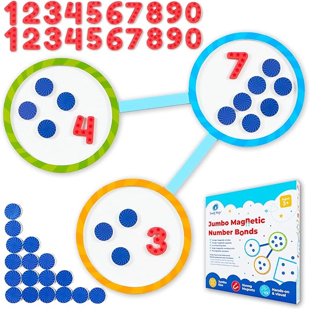 The 75 PCS Magnetic Number Bonds Set - Magnetic Numbers for Whiteboard, Number Bonds Game, Number Line Magnets, Math Aids Accessories Supplies for Classroom, Kindergarten Math Manipulatives - Simply Magic