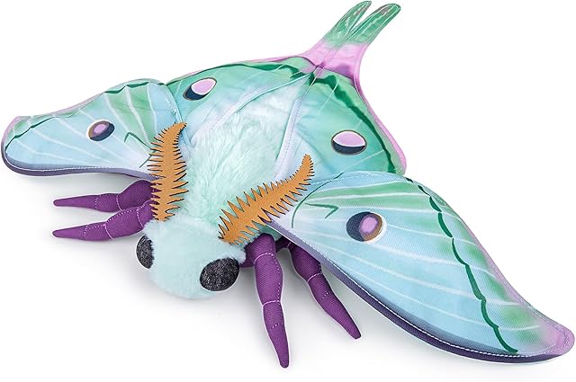 The Luna Moth Plush Toy, Lifelike Luna Moth Stuffed Animals 11in, Realistic Soft Big Moth Plushie Model Toy, Unique Plush Gift Collection for Kids