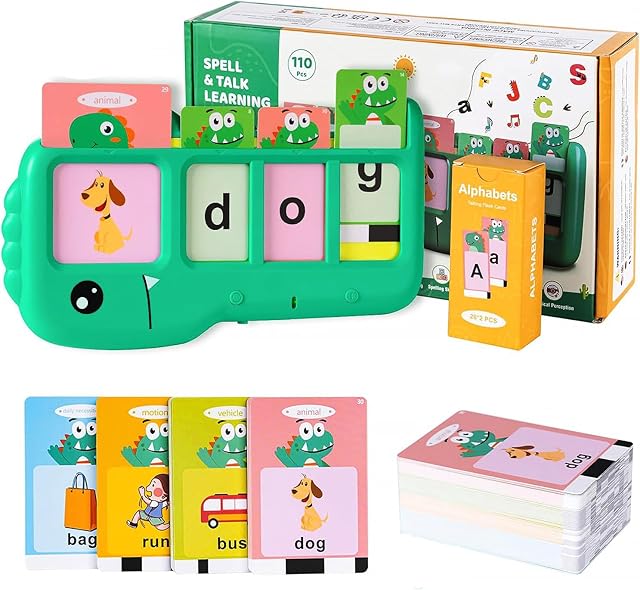 The Talking Flash Cards for Toddlers 2-8: Alphabet Learning & Spelling Games with 224 Sight Words - Montessori Sensory Toys for Preschool Boys & Girls, Speech Therapy Toys for Kids with Autism, Ideal Gift