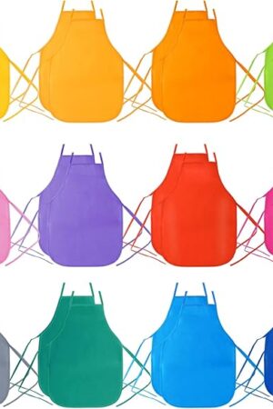 The Pllieay 24 Pieces 12 Colors Kids Art Smocks, Non Woven Artist Fabric Aprons for Children 3-7 for Kitchen, Classroom, Community Event, Crafts and Art Painting Activity