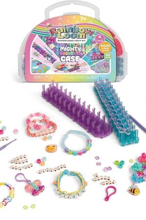The Rainbow Loom: Mighty Rainbow Case - DIY Bracelet Craft Kit, 6000 Rubber Bands, 2 Mighty Looms, 6 Cute-tique Charms, 50 Beads, Jewelry Activity, Kid 7+