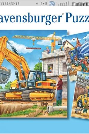 The Ravensburger - Large Construction Vehicles - 49 Piece Jigsaw Puzzle 3 Pack Set - Bright Loaders, Trucks & More - Larger Pieces - Premium Quality - Ideal Gift - Screen-Free Fun - Children Age 5+