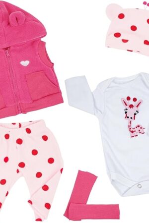 The Reborn Baby Doll Clothes 17-20 Inches Baby Girl Doll Clothing Outfit Accessories 5 Pices Sets