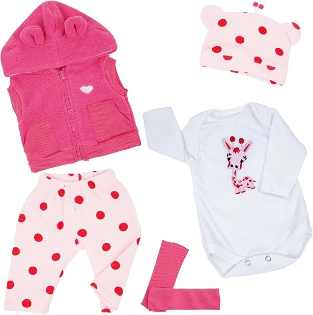 The Reborn Baby Doll Clothes 17-20 Inches Baby Girl Doll Clothing Outfit Accessories 5 Pices Sets