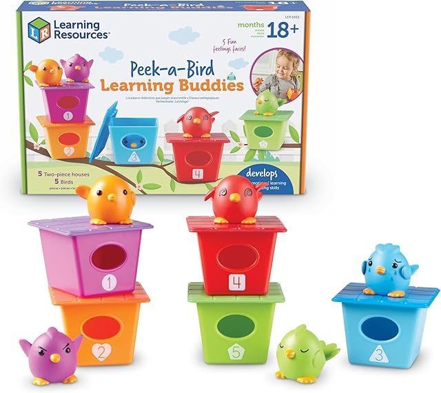 The Learning Resources Peek-a-Bird Learning Buddies - 15 Pieces, Age 18 Months+ Toddler Learning Activities, Preschool Toys, Educational Toy for Color Teaching