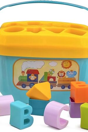 The Playkidz Shape Sorter Baby and Toddler Toy, ABC and Shape Pieces, Sorting Shape Game, Developmental Toy for Children 18 Months+