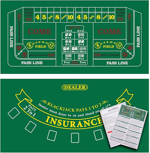 The GSE Games & Sports Expert 36" x 72" Double-Sided Casino Layout Felt, Las Vegas Style Tabletop Mat for Parties, Home Entertainment, Poker Game Night