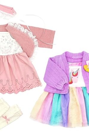 The Reborn Doll Clothes for 18-22 Inch Dolls, Doll Outfit Accessories Include Dress, Coat, Headband and Socks