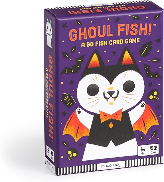 The Mudpuppy Ghoul Fish! – Ghoul Version of Classic Kids Go Fish Card Game with Cute Illustrations of Ghoulish Cats for Children Ages 4 and Up, 2-4 Players