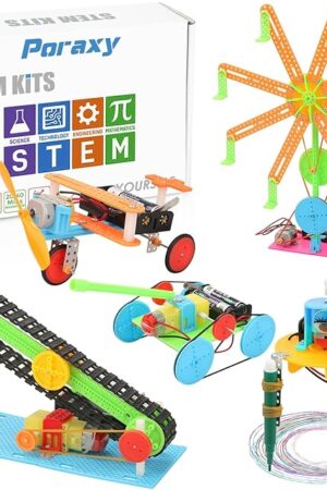 The Poraxy 5 Set STEM Science Kits for Kids Age 8-12, DC Motors Electronic Assembly Robotic STEM Toys for Age s 8-13, Building Experiments Projects Kits, Gifts for Boys and Girls Ages 6 7 8 9 10 11 12 13