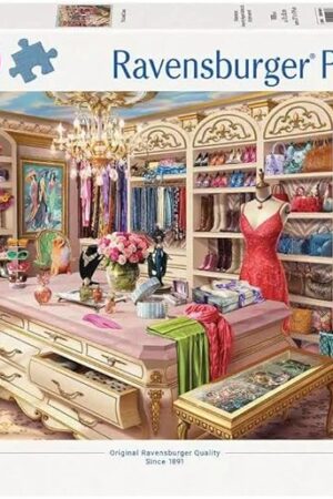 The Ravensburger The Coveted Closet 1000 Piece Jigsaw Puzzle | Boutique Wardrobe Experience by Wigwam Studios | Perfect Interlocking Fit | Eco-Friendly Materials