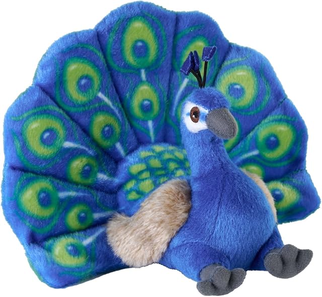 The Wild Republic Cuddlekins Eco Mini Peacock, Stuffed Animal, 8 Inches, Plush Toy, Fill is Spun Recycled Water Bottles, Eco Friendly