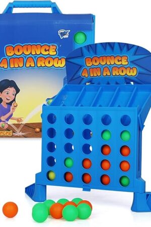 The Point Games Bounce 4 in a Row - Travel Friendly Storage Case- Classic Board Games w Twist - Line Up 4 Classic Game - Strategical Thinking and Aim Practice - Portable Toys for Boys and Girls Ages 6+