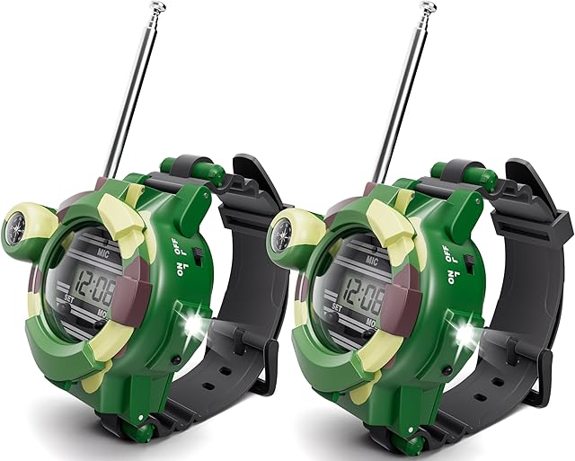 The Walkie Talkies Watch, Spy Watch Army Toys for Kids Age 8-12, 7 in 1 Digital Watch Walkie Talkies with Flashlight, Cool Spy Gadgets for Boy Girls