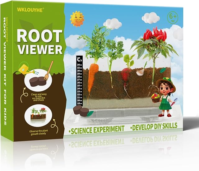The WKLOUYHE Root Viewer Kit for Kids – STEM Science Toy & Craft Growing Kits for Ages 6 7 8 9 10 Birthday Easter Gifts for Boys & Girls,Kids Gardening Set, DIY Toy