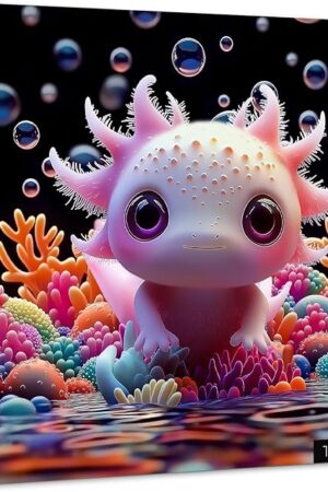 The PICKFORU Cute Axolotl 1000 Piece Puzzle for Adults, Colorful Sea Animal Undersea Corals Jigsaw Puzzles, Impossible Hard Unique Art Theme as Home Decor