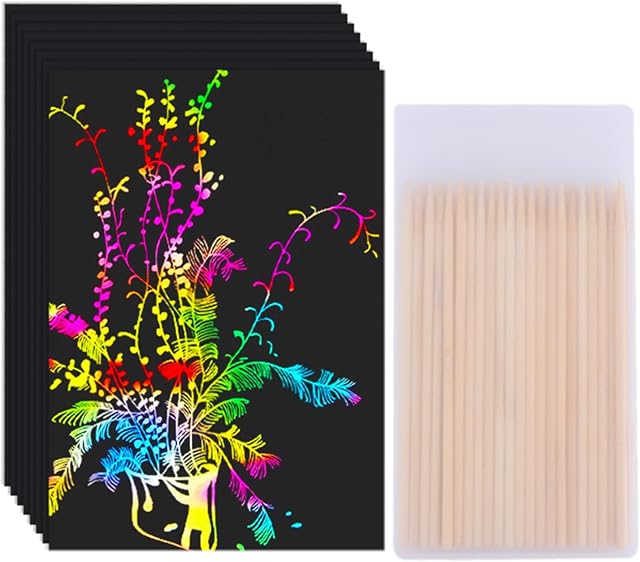 The Minyaluck Rainbow Scratch Art Paper Sets 100 pcs Magic Scratch Off Paper Sheets for Age 4-12 Kids Girl Boy Gift for Children Birthday Party Valentine Favor Game Activities DIY Classroom Interaction