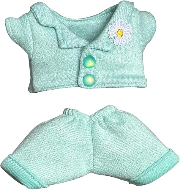 The Clothes Set for 15cm & 17cm Monster Keychain(Macaron/Have a seat/Energy), Clothing Accessories for 6.7" Blind Box.(Blue Daisy Suit)