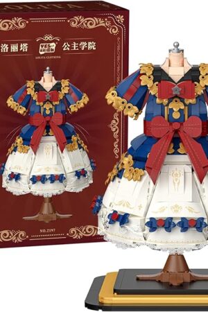 The Princess Lolita Dress Suit Building Set for Girls Age 8-12, Fairy Tale World Mini Dress Up Toys, 1708 Pcs, 15.5*15.5*20cm, Perfect Birthday Present for Princess Toys Lovers(2197 Red)