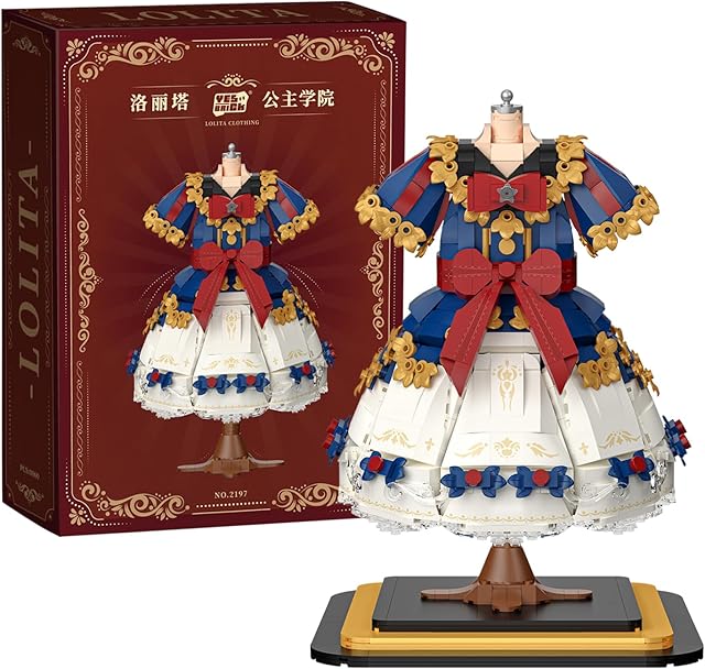The Princess Lolita Dress Suit Building Set for Girls Age 8-12, Fairy Tale World Mini Dress Up Toys, 1708 Pcs, 15.5*15.5*20cm, Perfect Birthday Present for Princess Toys Lovers(2197 Red)