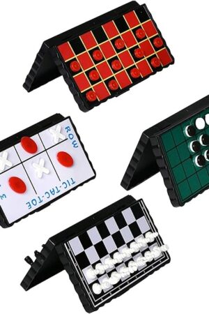 The Point Games Travel Board Game Set - Bundle Pack of 4 Classic Magnetic Games, Stocking Stuffers for Kids Includes Individual Boards & Pieces