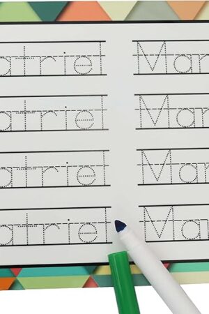 The Personalized Name Trace Dry Erase Board, Reusable Custom Name Trace Board, Practice Trace Board, Handwriting Practice, Preschool Learning Education (8" x 10")
