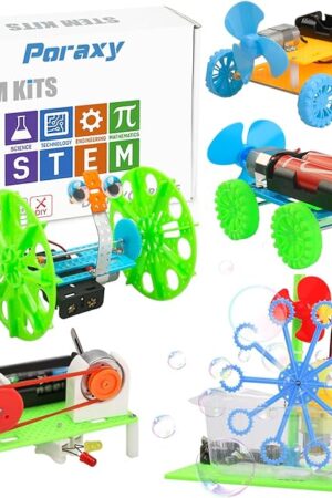 The Poraxy 5 Set STEM Science Kits for Kids Ages 8-12, Robotics Model Car, Toys for Ages 8-13, Building Engineering Experiment Projects, Birthday Gifts for Boys Girls 6 7 8 9 10 11 12 13 Year Old