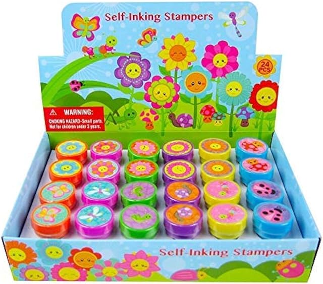 The Tiny Mills 24 Pcs Spring Flowers Butterfly Stampers for Kids Garden Birthday Party Tea Party Favors Fairies Party Favors Pinata Fillers Goody Bag Stuffers Classroom Rewards Carnival Prizes