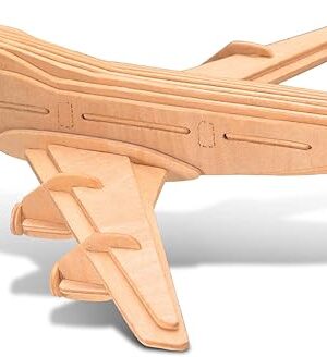 The Puzzled 747 Jet Plane 3D Puzzle Wood Craft Construction Kit Aircraft, Fun & Educational DIY Wooden Toy Assemble Model Unfinished Craft Hobby Airplane Puzzle to Build & Paint for Decoration 33pcs Pack
