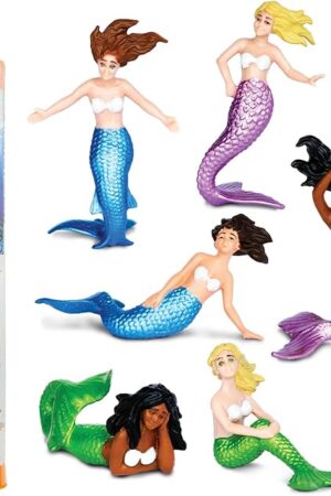 The Safari Ltd. Mermaids TOOB - 6 Pieces Detailed Mini Plastic Model Figures - Fun Fantastical Play Toy for Boys, Girls & Kids Ages 3+