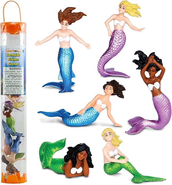The Safari Ltd. Mermaids TOOB - 6 Pieces Detailed Mini Plastic Model Figures - Fun Fantastical Play Toy for Boys, Girls & Kids Ages 3+