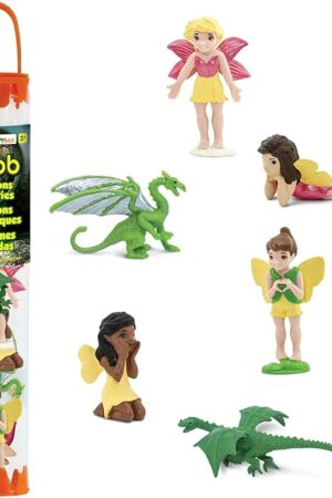The Safari Ltd. Fairies & Dragons Designer TOOB - Detailed Toy Figurines Including Four Friendly Fairies and Two Mini Dragons - Fun Play Toy for Boys, Girls & Kids Ages 3+