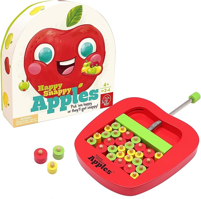 The ROO Games Happy Snappy Apples - Fun Wooden Strategy Game for Kids - for Ages 3-4-5-6 + - A Super Cute Traditional Timber Motor Skills Game for Children and Families