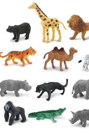 The Safari Ltd. Wild TOOB - 12 Mini Figurines: Giraffe, Bear, Tiger, Camel, Lion, Crocodile, Gorilla, Hippo, Rhino, Zebra, Panther, Elephant - Educational Toy Figures For Boys, Girls & Kids Ages 3+