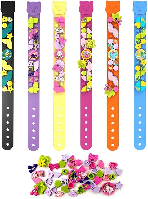 The SIENON 6Pack Dots Bracelets Building Block, DIY Creative Craft Project Bracelet Making Kit for Kids Friendship Construction Toys for Boys Girls Birthday Christmas Party Favors