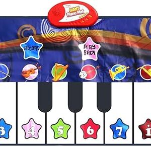 The Piano Mat for Kids, 10 Selectable Sounds + Play -Record -Playback -Demo-mode, Heavy Duty Material