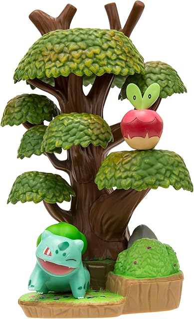 The Pokémon Select Forest Environment - Multi-Level Display Set with 2-Inch Bulbasaur and Applin Battle Figures
