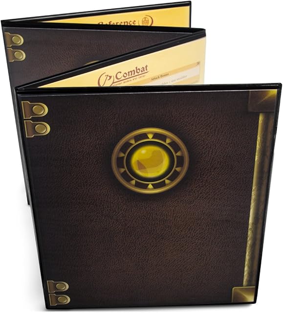 The Stratagem The Master's Tome 4-Panel Customizable GM Screen with Free Inserts – Dry Erase, Dungeon & Game Master Accessory for Tabletop RPG Campaigns (Black)