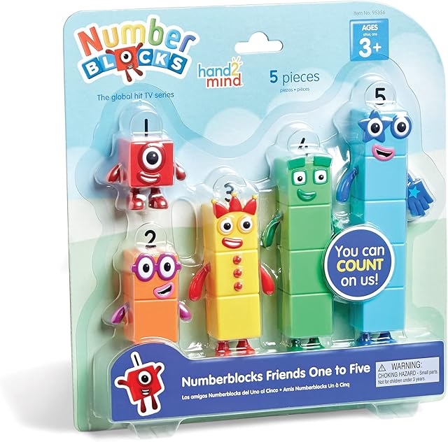 The hand2mind Numberblocks Friends One to Five, Action Figure Set, Toy Figures & Playsets, Small Figurines for Kids, Counting Blocks, Numbers for Toddlers, Math Toys, Kids Birthday Gifts